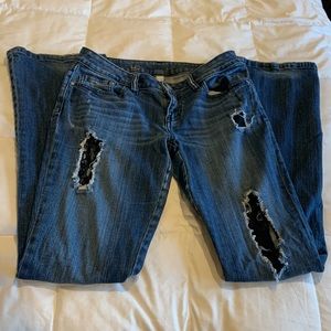 Y2K Distressed Denim Jeans Size 4 Lauren Conrad Jeans Lace Patched Jeans